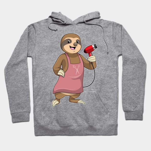 Sloth as Hair stylist with Hairdryer Hoodie by Markus Schnabel